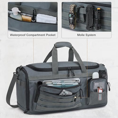 G4Free 3-in-1 Travel Duffle Bag for Men and Women, 50L Large Gym Sports Bags Tactical Military Duffle Backpack with Shoes Compartment and Wet Pocket (Dark Gray) - color: Dark Gray