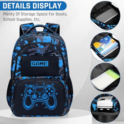 Glow in The Dark Backpack for Boys - Game Boys Backpack for Kids Children Teens Elementary Middle School - 17″ Gamer Bookbag Travel Back Pack for Age 6-18 - color: Game002-backpack Only