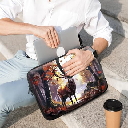 14 15 15.4 15.6 inch Laptop Handle Bag Computer Bag, Pouch Holder Notebook Sleeve Cover Soft Case Compatible for Dell,Lenovo,Toshiba HP, Asus Notebook-Beautiful Deer - color: Beautiful Deer