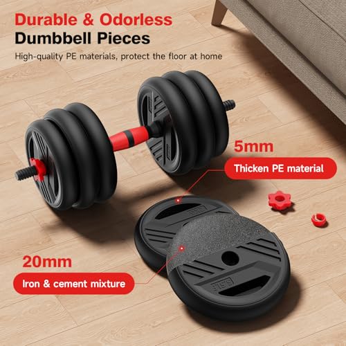 Adjustable Dumbbell Set, 20/30/45/70/90lbs Free Weight Set With Double Locknut, 5-in-1 Dumbbells Set Includes Barbell, Kettlebells, Push up Stand, Weight Plate, Fitness Exercise for Home Gym Suitable Men/Women - style: 70LB(35LB Pair)
