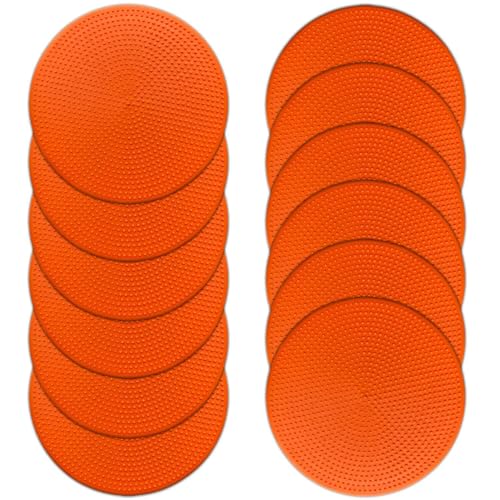 Poly Spot Markers 4inch/9 inch Non-Slip Rubber Agility Markers Flat Field Cones Floor Dots for Football, Soccer, Basketball Training Markers, School Activities, Exercise Drills, Social Distancing - style: 4 inch 12Pcs(Red-orange)
