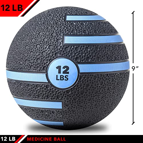JFIT Dual Texture Medicine Ball – Weighted Exercise Ball for Strength, Core & Functional Fitness Training - style: 12lb