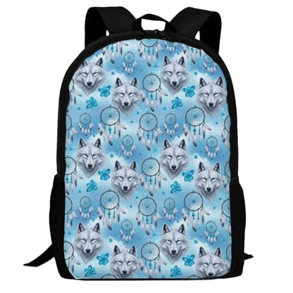 Ergonomic Padded Backpack Love Heart Wolf Dream Catcher, Anti Theft Spacious Travel Daypack Sturdy Polyester Bag for Commute Gym Outdoor Leisure Use - color: Design (1205)