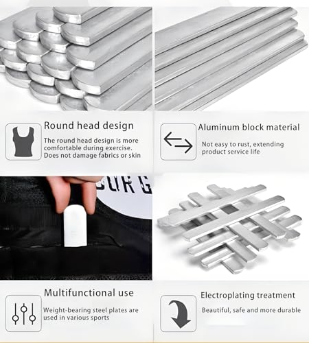 Weight Vest Plates, Adjustable Steel Weighted Plates For Vest, Round Head Strength Training Plates Workout Equipment For Weight Training, Running, Jogging, Cardio - For Men & Women