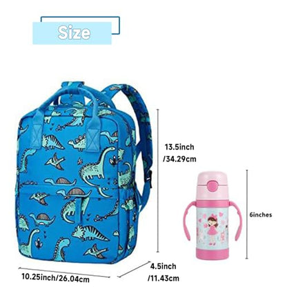 Cute Preschool Backpack Toddler School Book Bag for Girls Boys Kids Kindergarten Nursery Travel Bag with Chest Strap(13.5inch, Blue Dinosaur) - color: Blue Dinosaur, size: 13.5inch