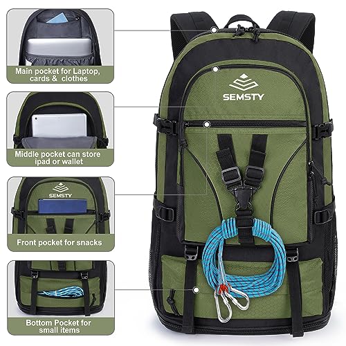 40L/50L Expandable Hiking Backpack for Men and Women, Travel Camping Backpack Flight Approved - color: 40l+10l Green