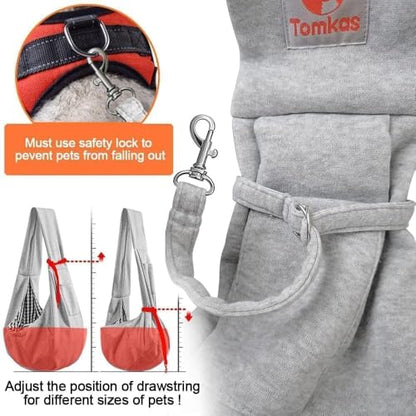 Tomkas Small Dog Sling Carrier - Cat Sling Carrier - Classic Pocket & Classic Strap - for 3-10 lbs Pets(Grey) - color: Grey