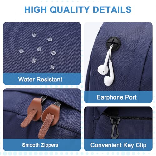 Backpack for Men Women,VASCHY Classic Water-resistant Lightweight Travel School Backpack Casual Daypack - color: Navy Blue