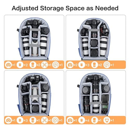 MOSISO Camera Backpack, DSLR/SLR/Mirrorless Photography Camera Bag 15-16 inch Waterproof Hardshell Case with Tripod Holder&Laptop Compartment Compatible with Canon/Nikon/Sony, Slate Blue - color: Slate Blue