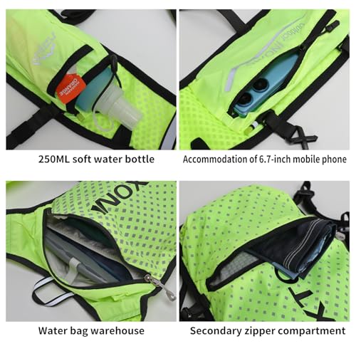 INOXTO Running Hydration Vest Backpack,Lightweight Insulated Pack with 1.5L Water Bladder Bag Daypack for Trail Hiking Running Cycling Race Marathon for Women Men - color: Green