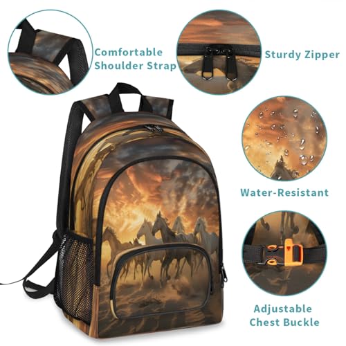 3d Animal Horses Large Backpack 18 Inch Laptop Tablet Backpacks - color: B4 Animal Horses