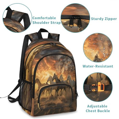 3d Animal Horses Large Backpack 18 Inch Laptop Tablet Backpacks - color: B4 Animal Horses