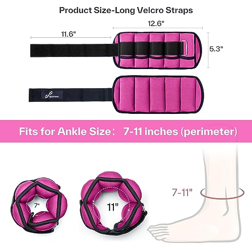 Sportneer Adjustable Ankle Weights for Women and Men 7 lbs/Pair Adjustable Leg Weights with Secure Straps, Strength Training Weighted for Yoga, Walking, Running, Aerobics, Gym, Physical Therapy - color: Pink