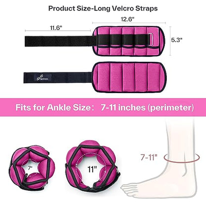 Sportneer Adjustable Ankle Weights for Women and Men 7 lbs/Pair Adjustable Leg Weights with Secure Straps, Strength Training Weighted for Yoga, Walking, Running, Aerobics, Gym, Physical Therapy - color: Pink