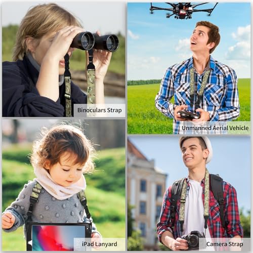 FIEIL Adjustable Shoulder Strap, Nylon Camera Strap, Comfortable Neck Strap for iPad, Cellphone Tablet, Camera, Laptop, Binocular, Luggage Bag (Camouflage Universal Lanyard) - color: Camouflage