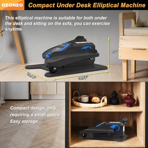 Under Desk Elliptical Machine, Electric Elliptical Leg Exerciser for Senior, Quiet and Compact Electric Seated Pedal Exerciser for Home with Monitor, Remote Control and 12 Adjustable Speeds - style: Blue