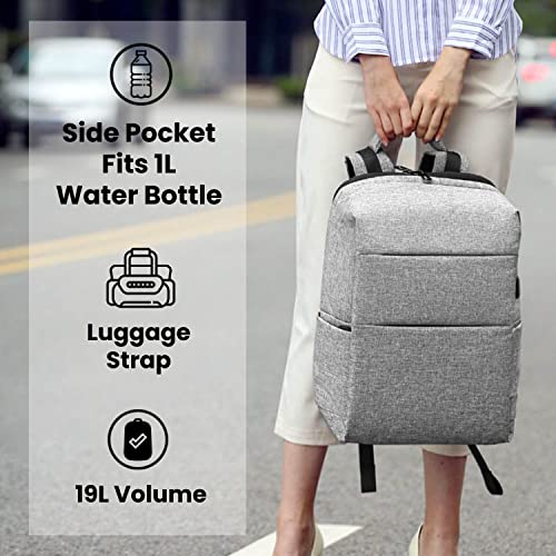 Nordace Nelson Smart Travel Backpack for Men & Women with USB Charging Port, Water Resistant - Everyday Laptop Backpack for Travel & Work - 15.6 Inch (Grey)