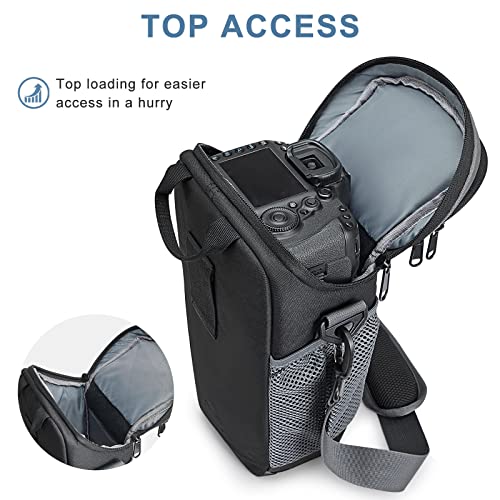 S-ZONE Camera Bag DSLR/SLR Waterproof Camera Case for Photographers Holster Compatible with Nikon Canon Sony | Strong Buckle,Rain Cover,Compatible with Nikon Canon Sony - color: Black