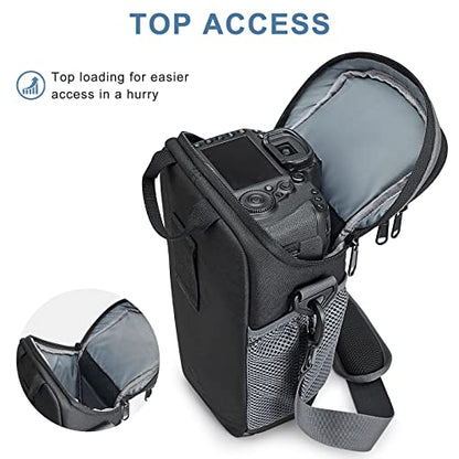 S-ZONE Camera Bag DSLR/SLR Waterproof Camera Case for Photographers Holster Compatible with Nikon Canon Sony | Strong Buckle,Rain Cover,Compatible with Nikon Canon Sony - color: Black