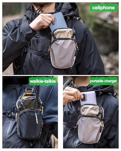 Backpack Shoulder Strap Pouch - Waterproof Strap Pack Phone Pouch, Backpack Strap Pocket Attachment Bag, Small Crossbody Bag Waist Pack for Sports Hiking Camping - color: Grey