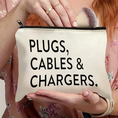 Plugs Cables & Chargers - Makeup Bag for Women Travel - Zipper Cosmetic Storage Bag with Vibrant Designs, Soft Fabric & Multi-Use Functionality (Gift for Birthdays, Graduation, Christmas) (Style A) - style: Style a