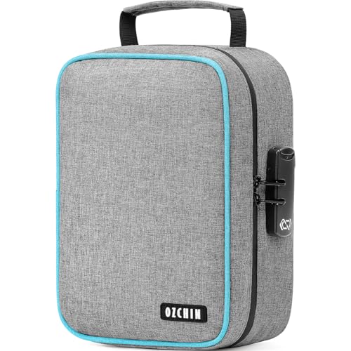 OZCHIN Smell Proof Bag with Combination Lock File Organizer Case Container Medicine Odorless Storage Lock Box Great Gift for Friend (grey, L) - color: grey, size: L