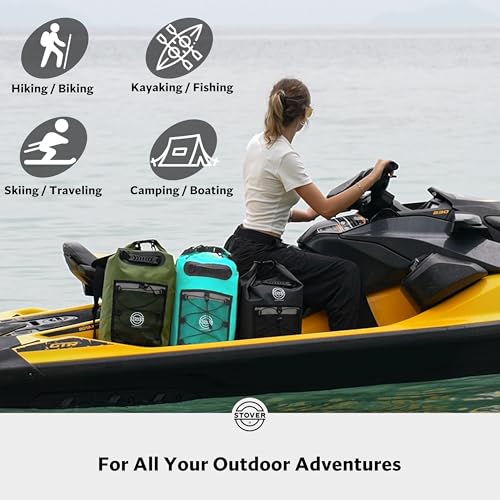 STOVER 5/10/25/30/40/55L Waterproof Dry Bag- Roll-Top Backpack w/Phone Case- Kayaking, Hiking, Camping, Boating- Men/Women - color: 25l Teal (With Phone Case), size: 25L
