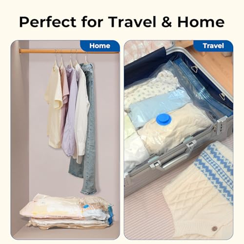 ETENWOLF Vacuum Storage Bags for Travel with Rechargeable Wireless Pump, Vacuum Seal Bags for Clothes and Travel, Space Saver Bags in Carry-On Sizes, Perfect for Luggage and Suitcases, 10 Large - size: 10 Large Size-E