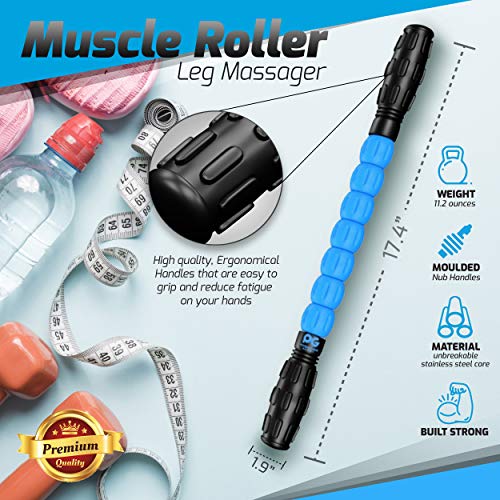 Physix Gear Roller Stick - Muscle Roller Massage Stick for Legs, The Stick Massage Roller for Deep Tissue Massaging Stick for Athletes, Physical Therapy Muscle Roller, Recovery Stick Roller - color: Blue