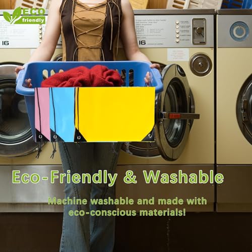 CODOBON Lightweight Drawstring Backpack – Foldable with 2 Compartments & Zip Pocket | Cable Port for Easy Access | Eco-Friendly for Gym, Travel, Everyday Use (20L, Yellow) - color: Yellow