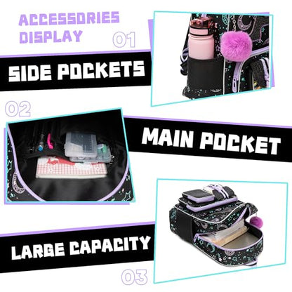 Meetbelify Backpack for Girls Letter Backpacks for Elementary Student Teen Girls Cute School Bag Kids Bookbag for Kids 8-10 - color: Initial a Black