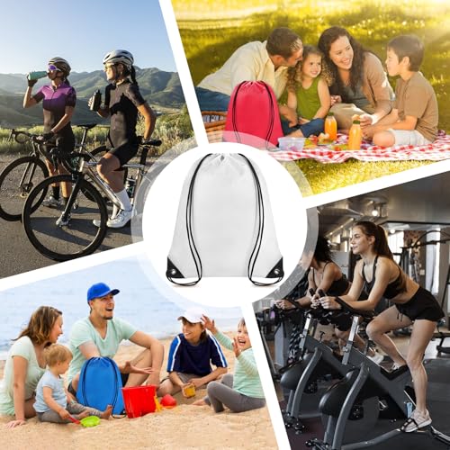 Grneric Drawstring Backpack Bulk 70Pcs String Backpack Drawstring Bags Cinch Bag Sackpack for Men Women Gym(White) - color: White