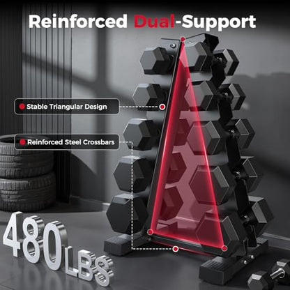 Dumbbell Rack Stand Only, Weight Rack for Dumbbells Compact A-Frame Home Gym Space Saver, 480/800 LBS Weight Capacity - style: 5 Tier - 480LBS