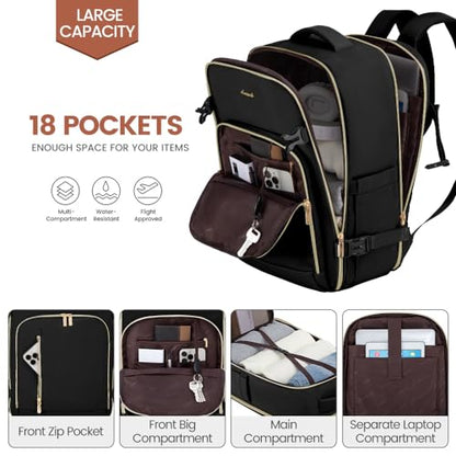 LOVEVOOK Carry on Backpack, Travel Backpack for Women Flight Approved, Waterproof Large Personal Item Travel Bag with 3 Packing Cubes, Daypack Luggage Weekender Overnight Backpack