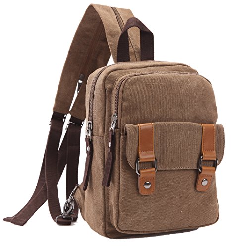 Arbag Small Cute Backpack Vintage Casual Canvas Shoulder Bag Daypack 8528bag,Coffee - color: Coffee