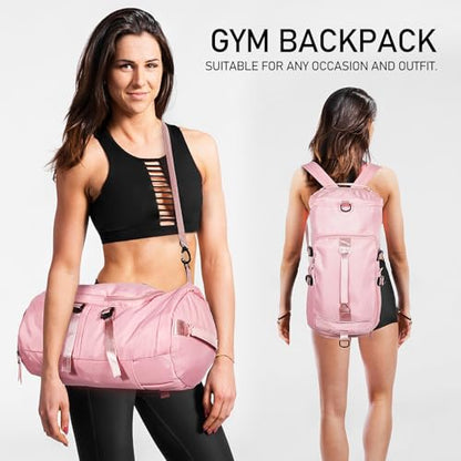 Ciieeo Travel Gym Backpack for Women and Men, Pink Multipurpose Sports Daypack with Wet Compartment and Adjustable Straps, Lightweight Hiking and Swimming Bag for Outdoor Activities