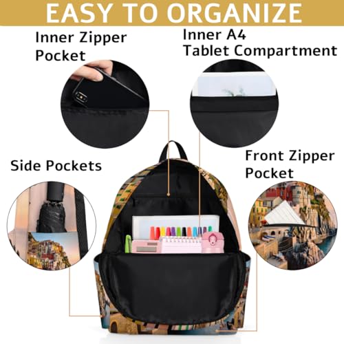 QsirBC City Fun Pattern Small Travel Backpack Casual Daypack Backpacks Lightweight Waterproof College Bookbags for Women Gift