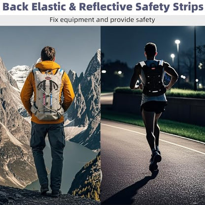 2 Pack Hydration Backpack Pack with 2L Hydration Bladders, TNYSPORT Lightweight Breathable Water Backpack with Multiple Pockets, Reinforced Shoulder Straps for Hiking, Running, Biking