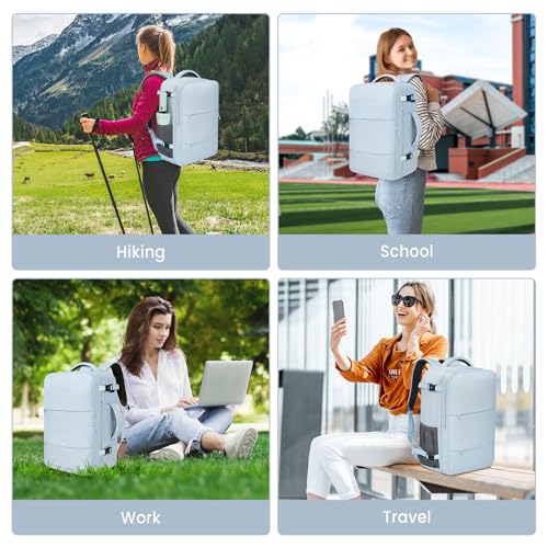 BAGAIL Travel Laptop Backpack, Carry on with USB Port, Luggage Bag for Holiday-Light Blue - color: Light Blue