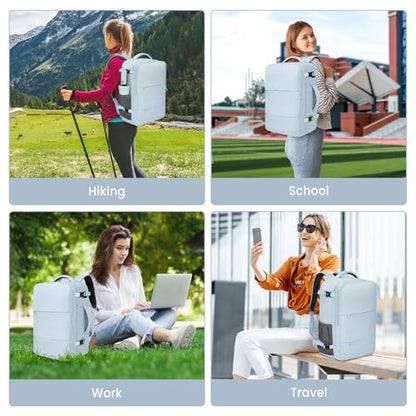 BAGAIL Travel Laptop Backpack, Carry on with USB Port, Luggage Bag for Holiday-Light Blue - color: Light Blue