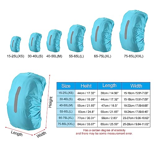 PATIKIL Waterproof Backpack Rain Cover, Non-Slip Backpack Cover with Vertical Reflective Strap Stay Dry for Hiking, Camping, Hunting - color: Light Blue, size: X-Large