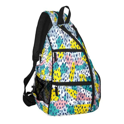 Pickleball Bag for Women & Men – Lightweight Sports Backpack with Paddle Compartments, Dual Carry Modes, Detachable Zippered Strap, Brown Leopard, Great Gift Option for Players - color: White Leopard