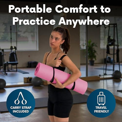 Foldable Yoga Mat Thick, in 6 Combinations; Greater Support and Protection for Joints, Body Alignment System, and Sections for Hands and Feet. Non-slip texture and water-resistant - color: Pink