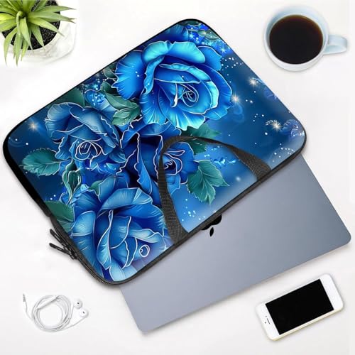 14 15 15.4 15.6 inch Laptop Handle Bag Computer Bag, Pouch Holder Notebook Sleeve Cover Soft Case Compatible for Dell,Lenovo,Toshiba HP, Asus Notebook-Blue Roses - color: Blue Roses