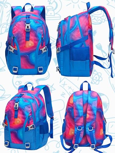 BLUEFAIRY High School Backpack for Girls Boys Middle School Bookbag for Kids Back to School Bag for College with Large Compartment Casual Daypack Mochilas para Niñas Adolescentes 18" Tie Dye Blue - color: Sky Blue