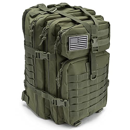 QT&QY 45L Military Tactical Backpacks For Men Camping Hiking Trekking Daypack Bug Out Bag Lage MOLLE 3 Day Assault Pack - color: 1.0 Green