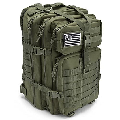 QT&QY 45L Military Tactical Backpacks For Men Camping Hiking Trekking Daypack Bug Out Bag Lage MOLLE 3 Day Assault Pack - color: 1.0 Green