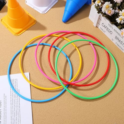 Kisangel 12 Pcs Plastic Tossing Rings Obstacle Course Ring Set Tossing Rings Carnival for Party Birthday Outdoor Games and Agility Practice