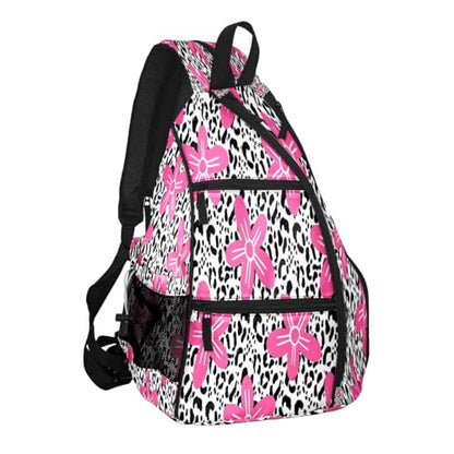 Pickleball Bag for Women & Men – Lightweight Sports Backpack with Paddle Compartments, Dual Carry Modes, Detachable Zippered Strap, Brown Leopard, Great Gift Option for Players - color: Pink
