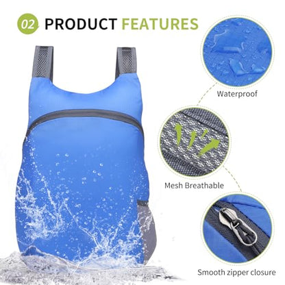 20L Ultra Hiking-Daypack Lightweight Foldable Travel Packable Backpack for Camping Cycling Outdoor,Sapphire - color: Sapphire